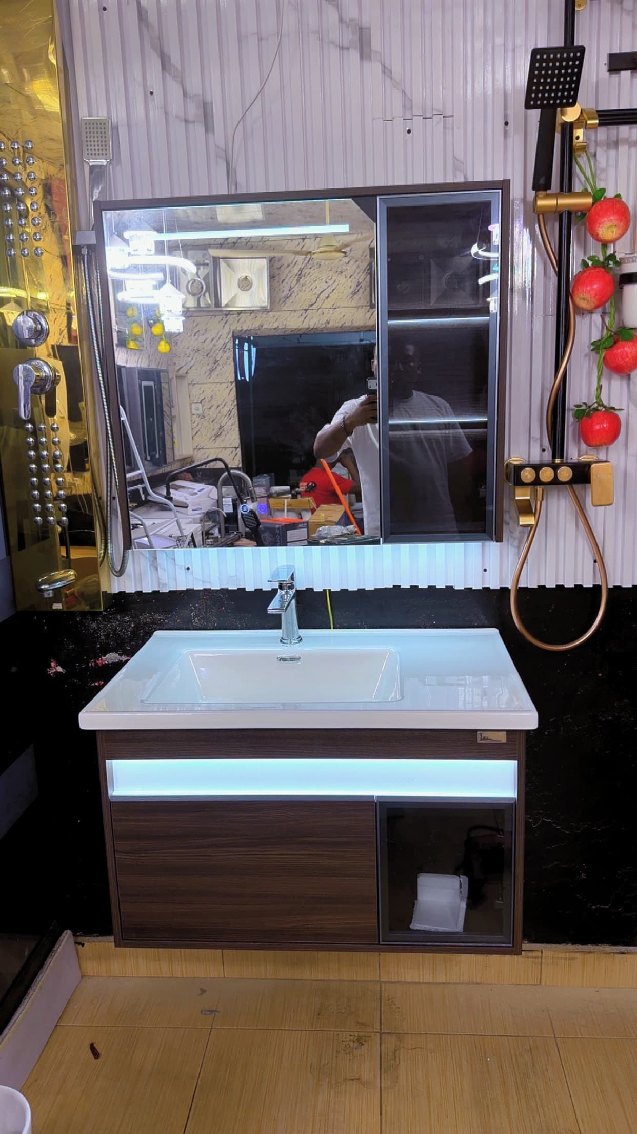 LED Cabinet Basin WITH LED mirror (Complete with tap )